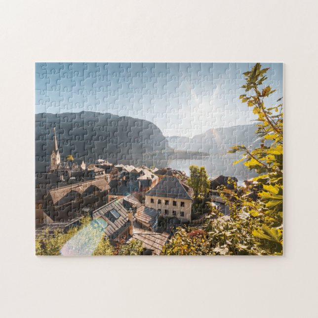 Hallstatt Austria, Bright Sunbeams Aboes Ove House Pussel (Horisontell)