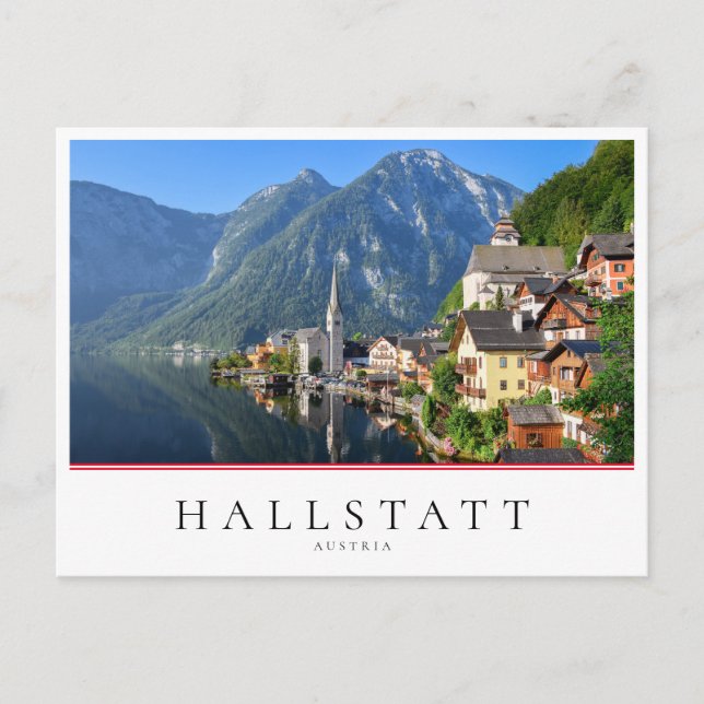 Hallstatt-kyrkan, Österrike med Alpernor Vykort (Framsida)