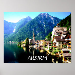 HALLSTATT ÖSTERRIKE AFFISCH
