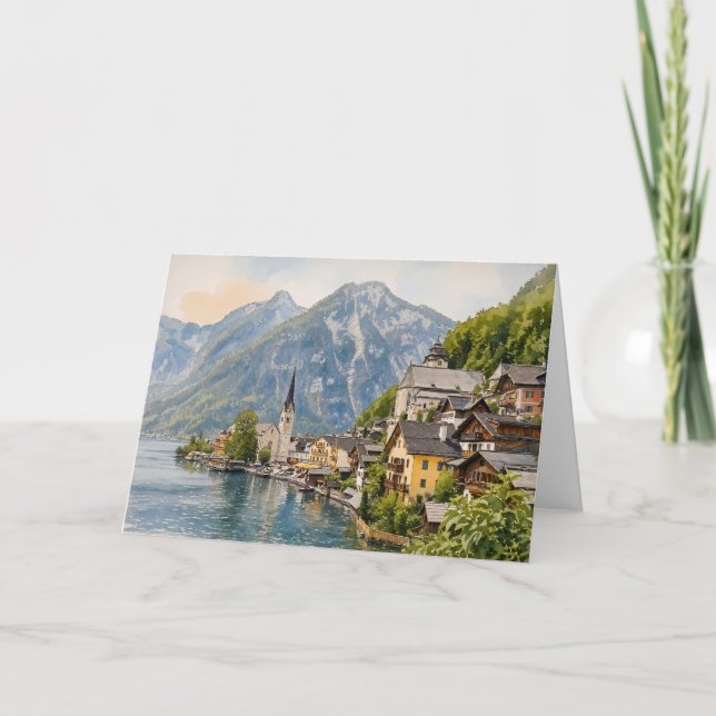 Hallstatt Österrike Akvarell Kort (Framsida)