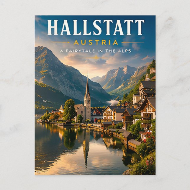 🏔️ Hallstatt Österrike Alplandby Vykort (Framsida)