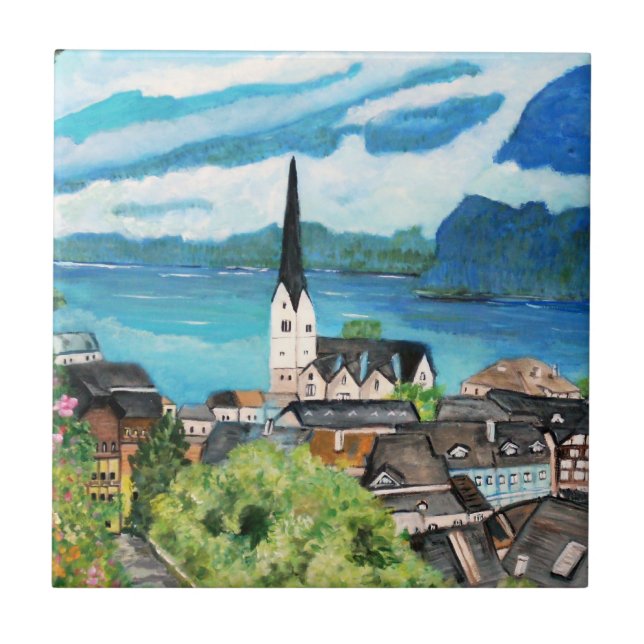 Hallstatt Österrike belägger med tegel Kakelplatta (Framsidan)