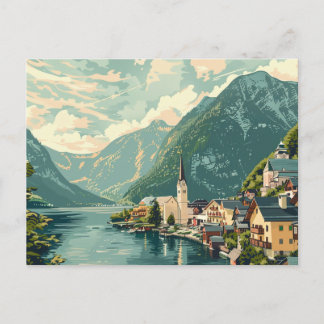 Hallstatt, Österrike Vintage resor Vykort