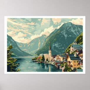 Hallstatt, Österrikes Vintage Poster