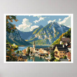 Hallstatt, Österrikes Vintage Poster