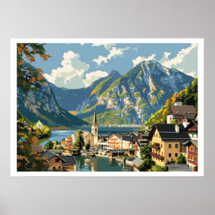 Hallstatt, Österrikes Vintage Poster