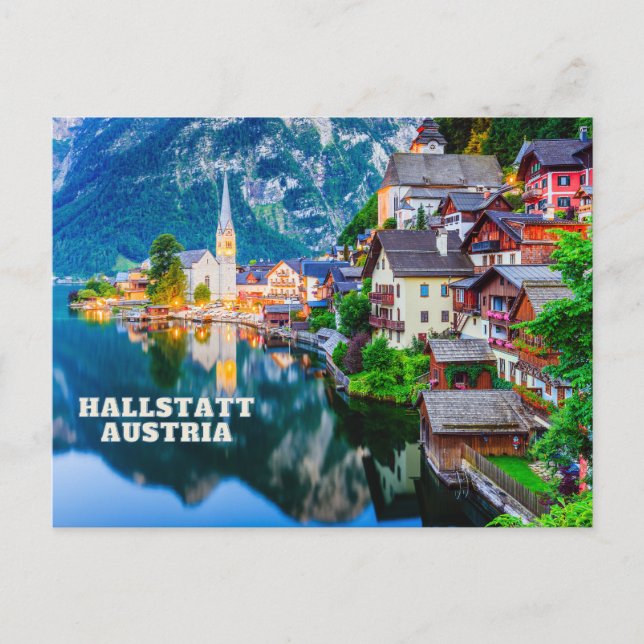 Hallstatt, Österrikiska bergsvyn Sjö Vykort (Framsida)