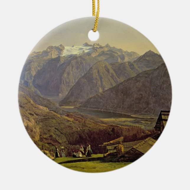 Hallstatter-Se (olja på kanfas) Julgransprydnad Keramik (Framsidan)