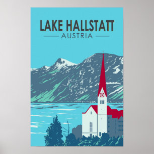 Hallstätter See Österrike Resa Konst Vintage Poster