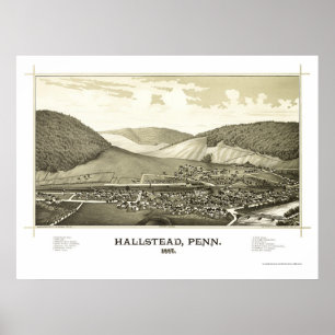 Hallstead panorama- karta för PA - 1887 Poster