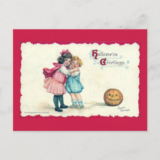 Halltoen'en Hälsning Kids och Pumpkin Vintage Vykort