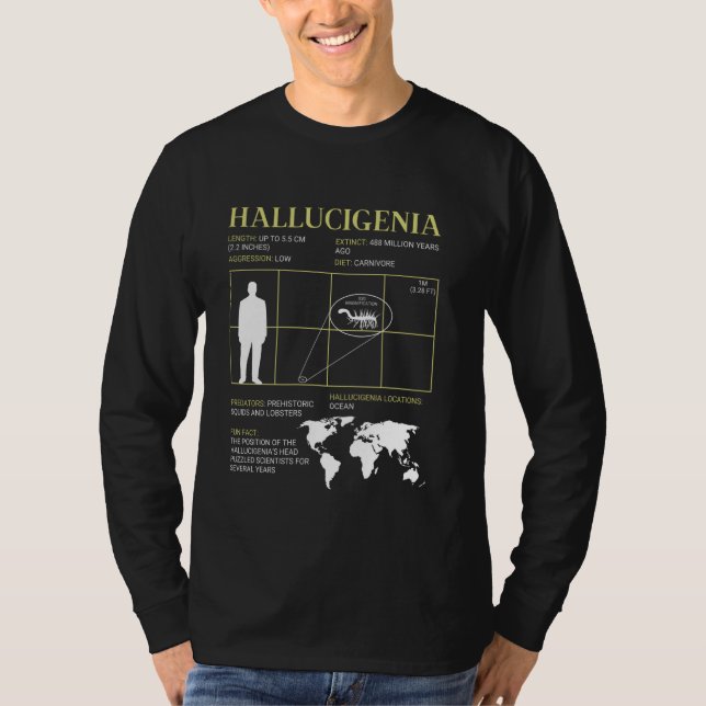 Hallucigenia Fossil Utdödar Alien Tittar Mask T Shirt (Framsida)