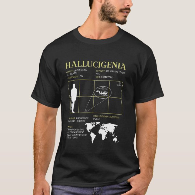 Hallucigenia Fossil Utdödar Alien Tittar Mask T Shirt (Framsida)