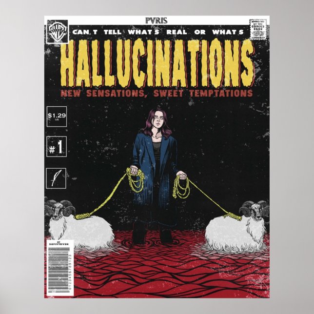 Hallucinationer tecknad täcker PVRIS Poster (Framsidan)