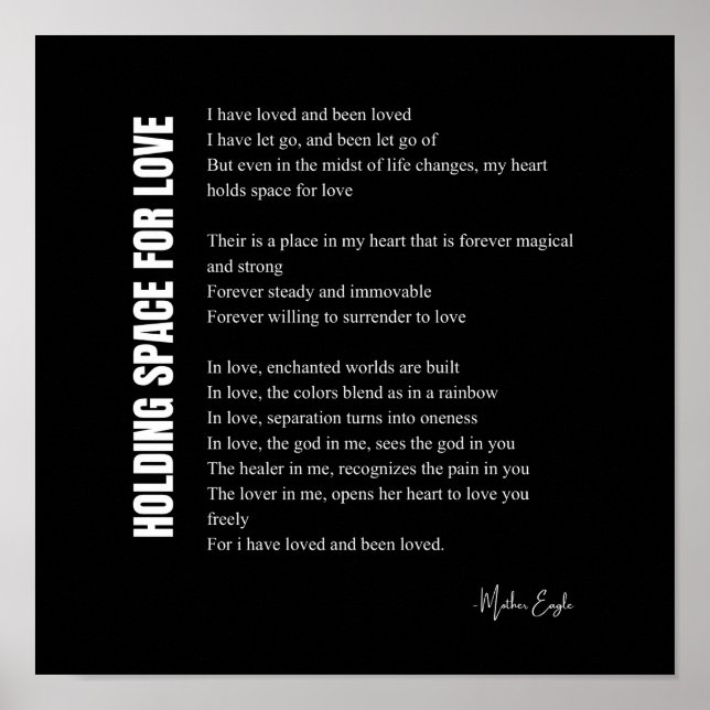 Hållutrymme för kärlek dikt väggkonst poster dekor (Framsidan)