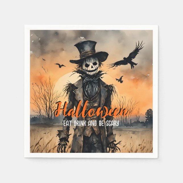 Hallween Eat Drink och BE Scary Fågelskrämma Pappersservett (Framsidan)