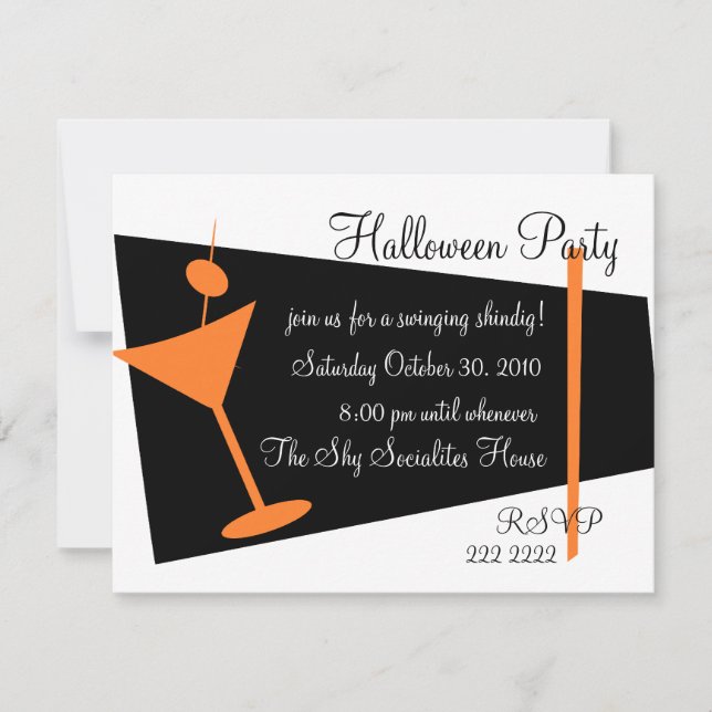 Hallween Martini Time Inbjudningar (Framsida)