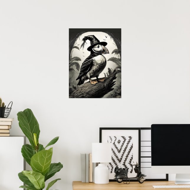 Hallween Puffin-fågel Poster (Hemmakontoret)