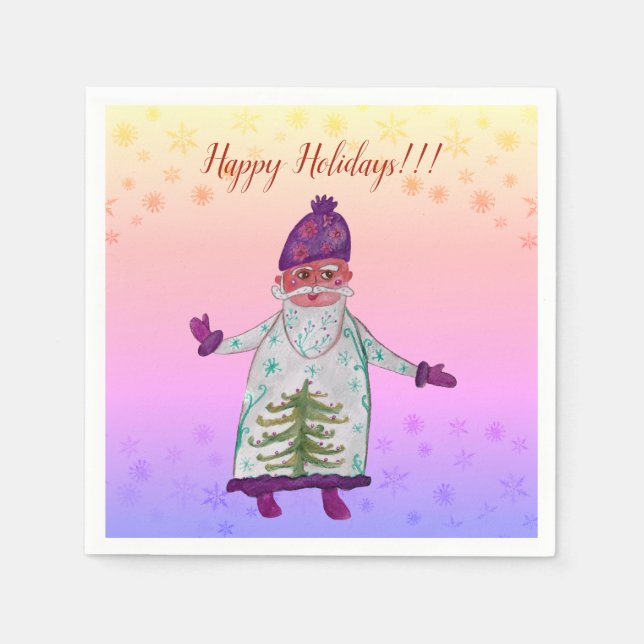 Hally Helgdagars Jultomten Napkins Pappersservett (Framsidan)