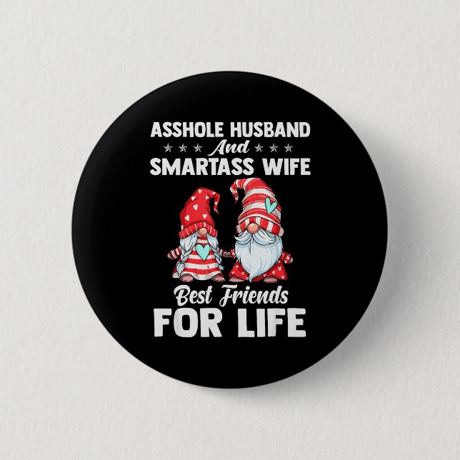 Hålmake och smart fru bästa vänner för livet  knapp (Framsida)