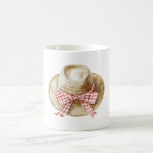 Halmmössa röda vita ränder rosett kaffemugg