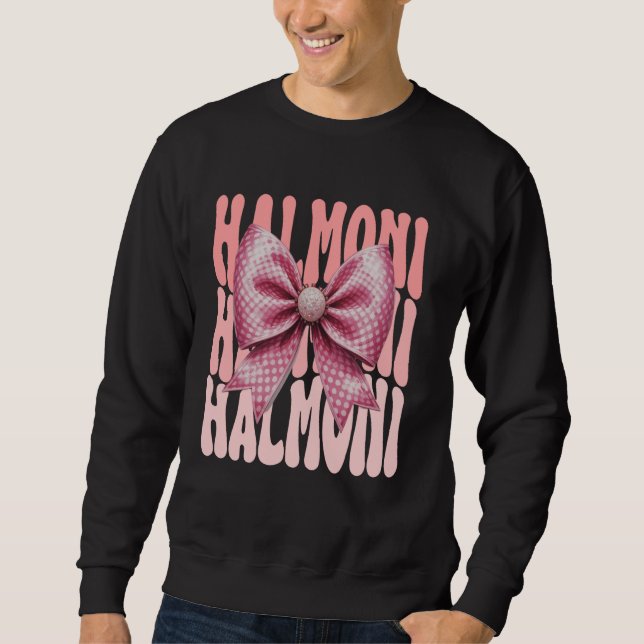 Halmoni Coquette Bow Rosa Söt Mormor Mors Dag Lång Ärmad Tröja (Framsida)