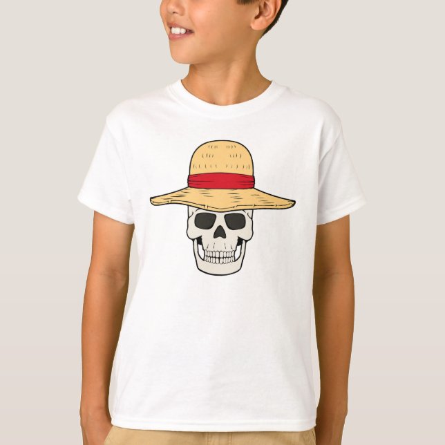HALMSTRÅ HATT DÖDSKALLE T-shirt Design för barn (Framsida)