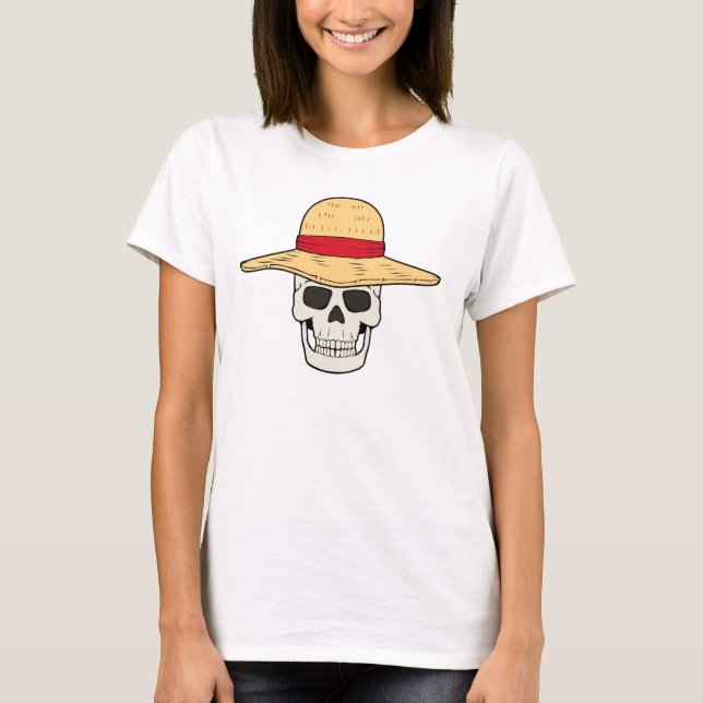 HALMSTRÅHATT SKALLE T-shirt Design för Kvinnor (Framsida)