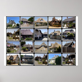 Halmtäckta hus i Selsey. Poster