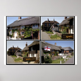 Halmtäckta hus i Selsey. Poster