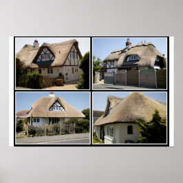 Halmtäckta hus i Selsey. Poster