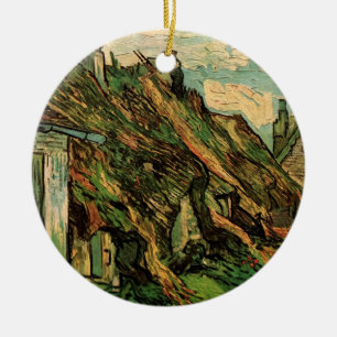 Halmtäckta sandstensstugor av Vincent van Gogh Julgransprydnad Keramik