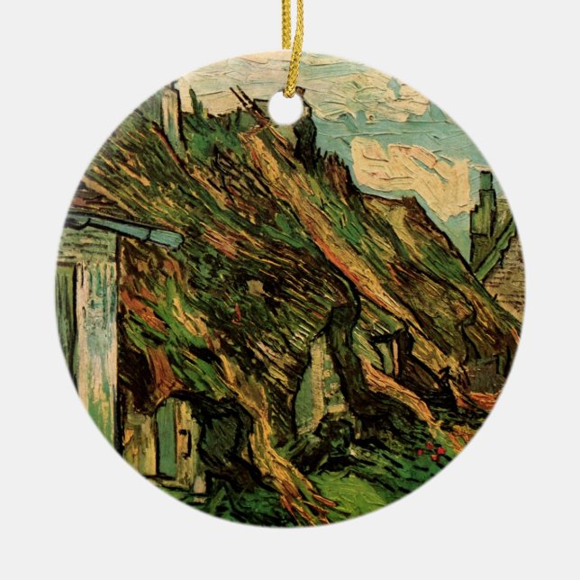 Halmtäckta sandstensstugor av Vincent van Gogh Julgransprydnad Keramik (Framsidan)