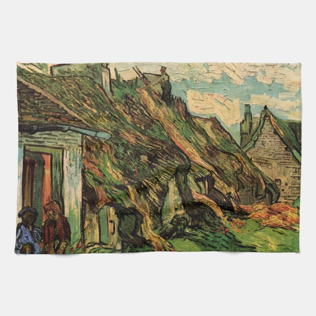 Halmtäckta sandstensstugor av Vincent van Gogh Kökshandduk (Horisontell)