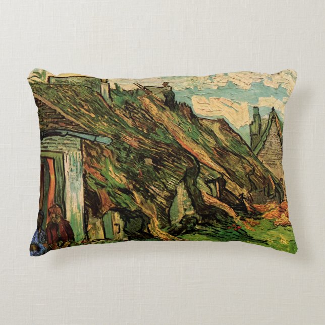 Halmtäckta sandstensstugor av Vincent van Gogh Prydnadskudde (Framsidan)