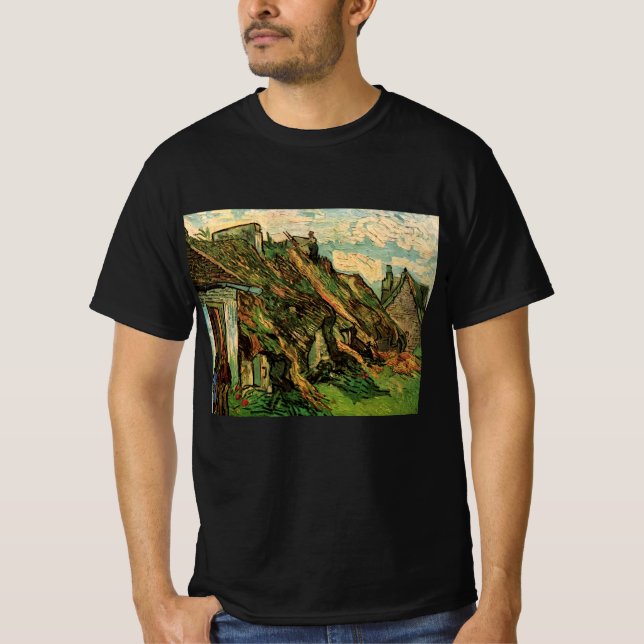 Halmtäckta sandstensstugor av Vincent van Gogh T Shirt (Framsida)