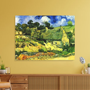 Halmtäckta stugor, Cordeville av Vincent van Gogh Canvastryck