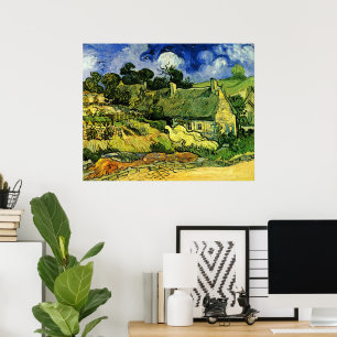 Halmtäckta stugor, Cordeville av Vincent van Gogh Poster