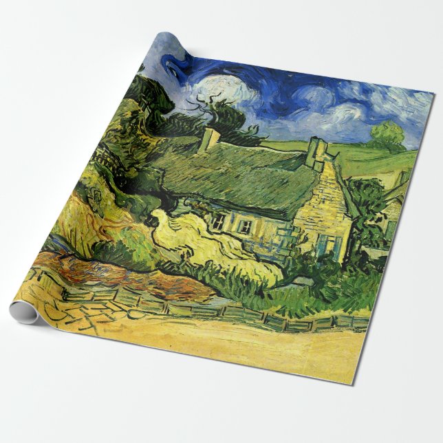 Halmtäckta stugor, Cordeville av Vincent van Gogh Presentpapper (Utrullad)