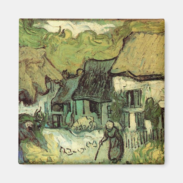 Halmtäckta stugor i Jorgus av Vincent van Gogh Magnet (Framsidan)
