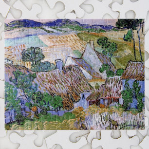 Halmtak stugor vid en kulle av Vincent van Gogh Pussel