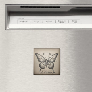 Halo Butterfly Trademark Logotyp Square Magnet