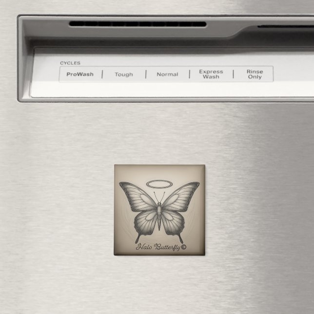 Halo Butterfly Trademark Logotyp Square Magnet (In Situ (Dishwasher))