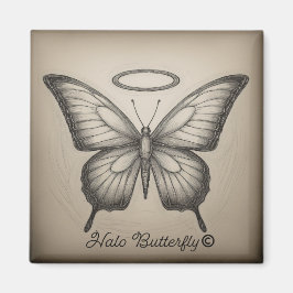 Halo Butterfly Trademark Logotyp Square Magnet