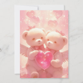 Halo Kärlek: Romantic Angel Teddy Bröllop inbjuden Inbjudningar