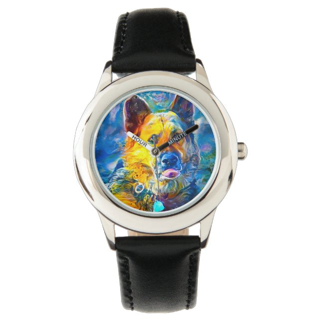 Halo: Porträtt i en tysk shepherd Armbandsur (Framsida)