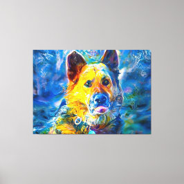 Halo: Porträtt i en tysk shepherd Canvastryck