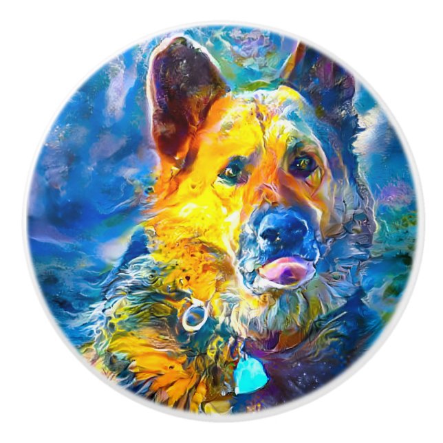 Halo: Porträtt i en tysk shepherd Knopp (Framsidan)