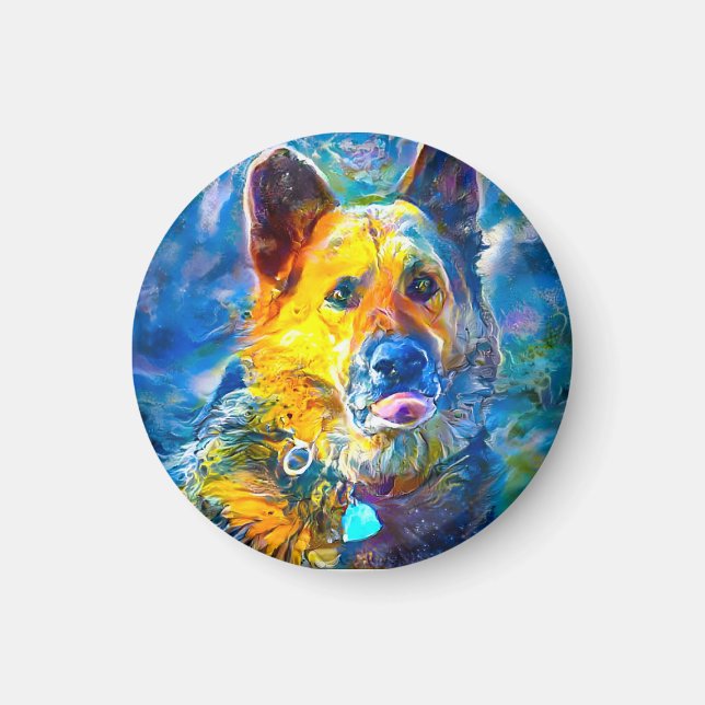 Halo: Porträtt i en tysk shepherd Magnet (Framsidan)