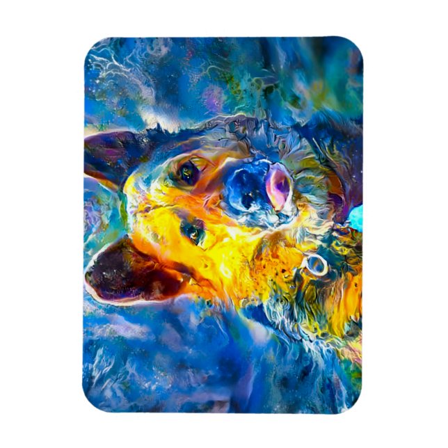 Halo: Porträtt i en tysk shepherd Magnet (Vertikal)